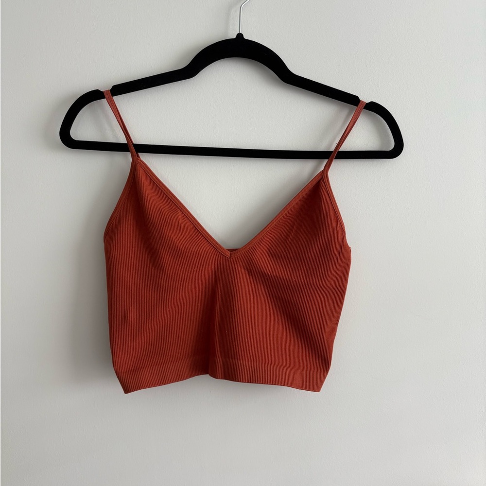 Rust Orange Women's ribbed crop Top